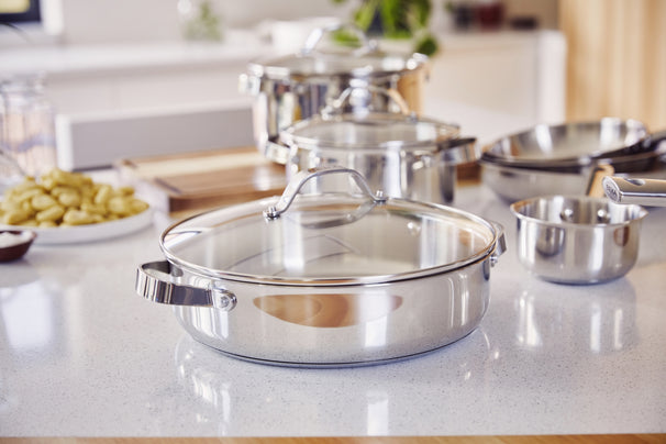 Beka Sautépfanne mit 2 Seitengriffen & Glasdeckel - Sautépfanne - Cicla - RVS - ø 28 cm - ohne Antihaftbeschichtung - geeignet für alle Wärmequellen