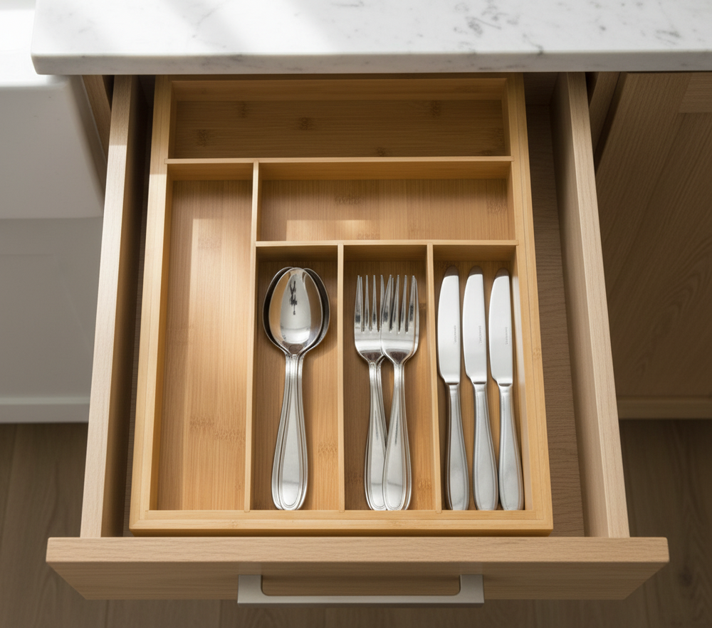  Cookinglife Besteckeinsatz - Bambus - ausziehbar - 28x34x5cm / 45x34x5cm