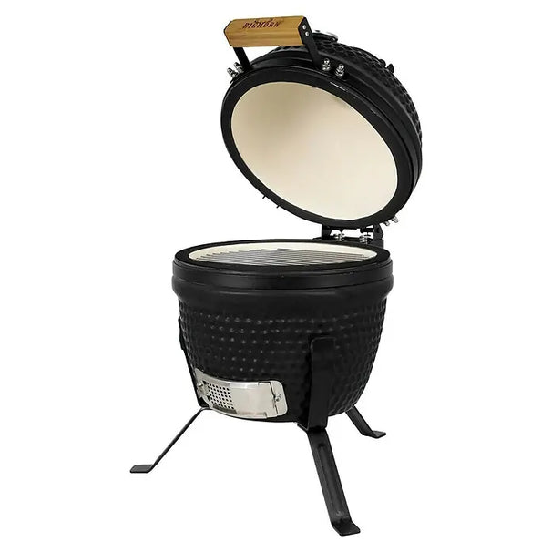 Bighorn Grill Kamado Mattschwarz - 13 Inch / 27 cm - Holzkohlegrill Pizzastein