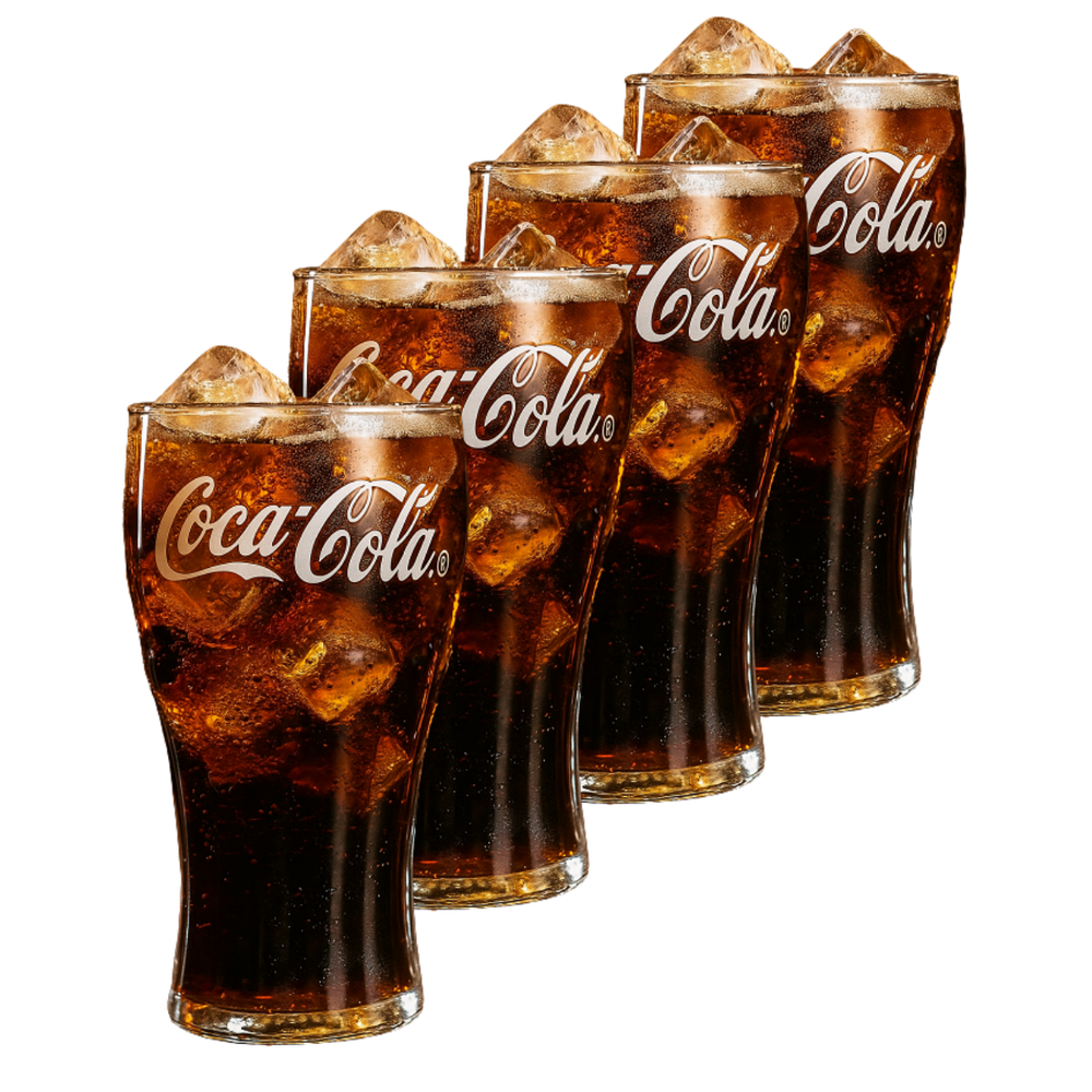 Coca Cola Gläser - Longdrinkgläser - Erfrischungsgetränkgläser - Transparent 370 ml - 4 Stück
