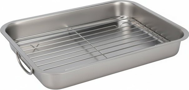 Cookinglife Bräter + Rost – Edelstahl – 37 x 28 x 5.5 cm