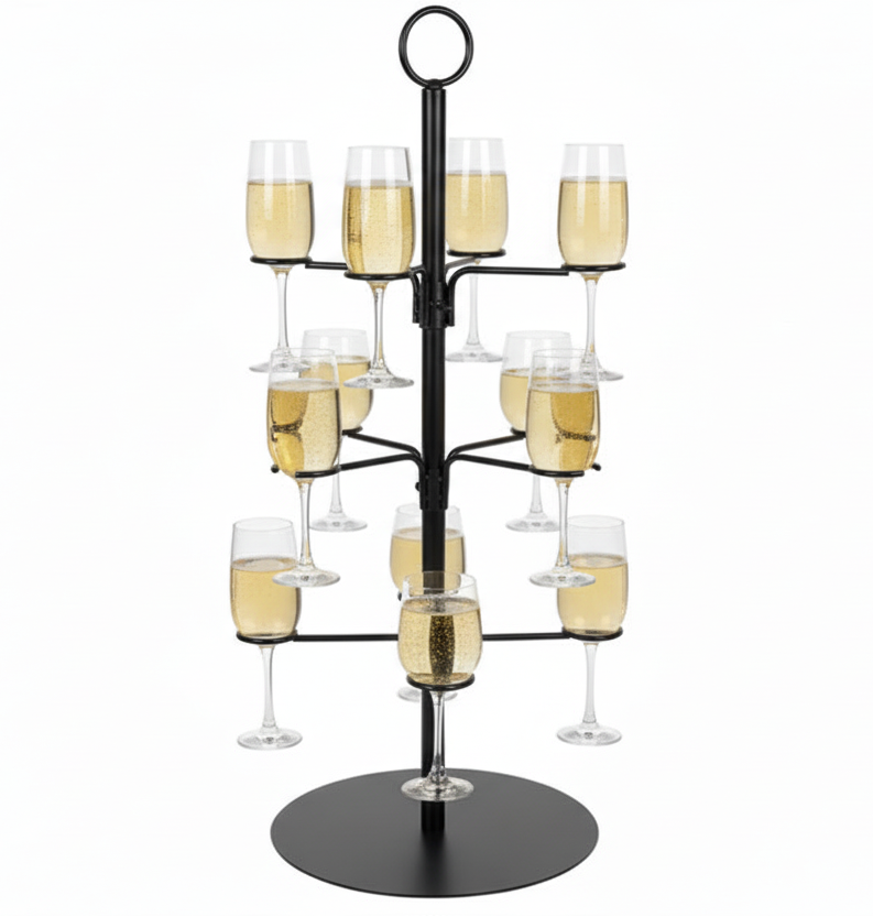 Cookinglife Cocktailbaum für 12 Gläser – Cocktailbaum & Etagere – Gläserständer, Servierturm – Schwarz