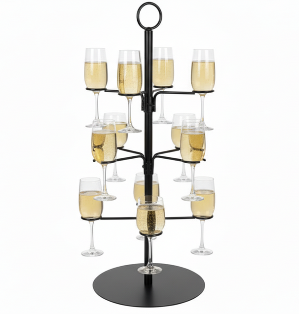 Cookinglife Cocktailbaum für 12 Gläser – Cocktailbaum & Etagere – Gläserständer, Servierturm – Schwarz