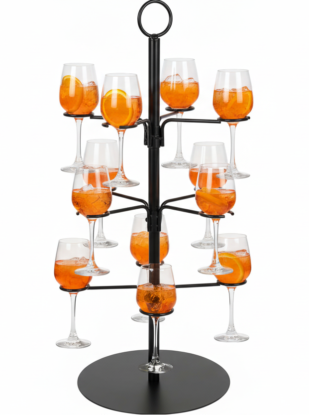 Cookinglife Cocktailbaum für 12 Gläser – Cocktailbaum & Etagere – Gläserständer, Servierturm – Schwarz