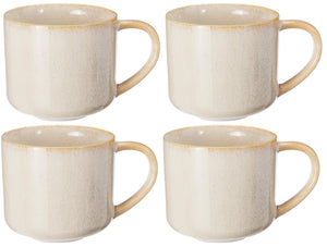 Cookinglife Kaffeetassen Serene Sand 330 ml – Steingut – 4 Stück