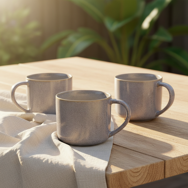 Cookinglife Kaffeetassen Serene Blue 330 ml – Steingut – 4 Stück