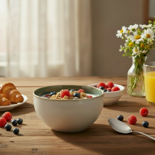 Cookinglife Suppenschüsseln / Schüsseln Serene Green ø 14 cm – Steingut – 4 Stück