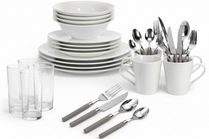 Cookinglife Geschirrset Porzellan Weiß 36-tlg 27cm/630ml - Servierset 4 Pers.