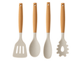 Cookinglife Kochgeschirr Set - Kochgeschirr Set - Holz beige 4-teilig - Pfannenwender, Servierlöffel, Salatlöffel & Spaghettilöffel
