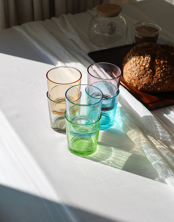 Cookinglife Wassergläser-Set, 6-teilig, 360 ml – Bunte Trinkgläser, spülmaschinenfest
