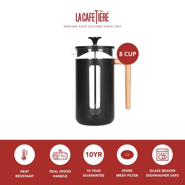 La Cafetière Cafetiere Pisa RVS / Schwarz - 1 Liter / 7 Tassen