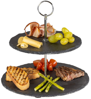 Cookinglife Etagere / Servierturm Schiefer 2-stöckig