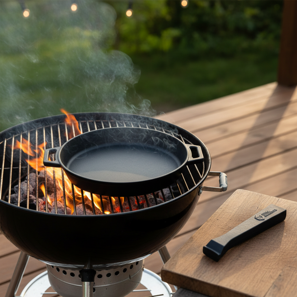 Cookinglife Grillpfanne / Bratpfanne aus Gusseisen ø 25 cm - Abnehmbarer Griff