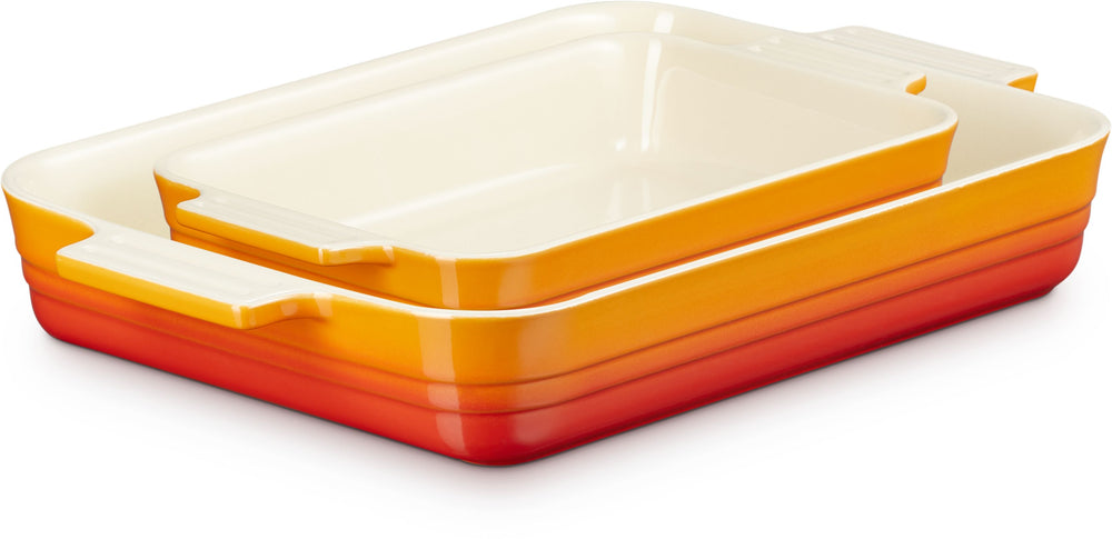 Le Creuset Auflaufformen Classic – 25 & 32 cm – Orange-Rot – 2 Stück