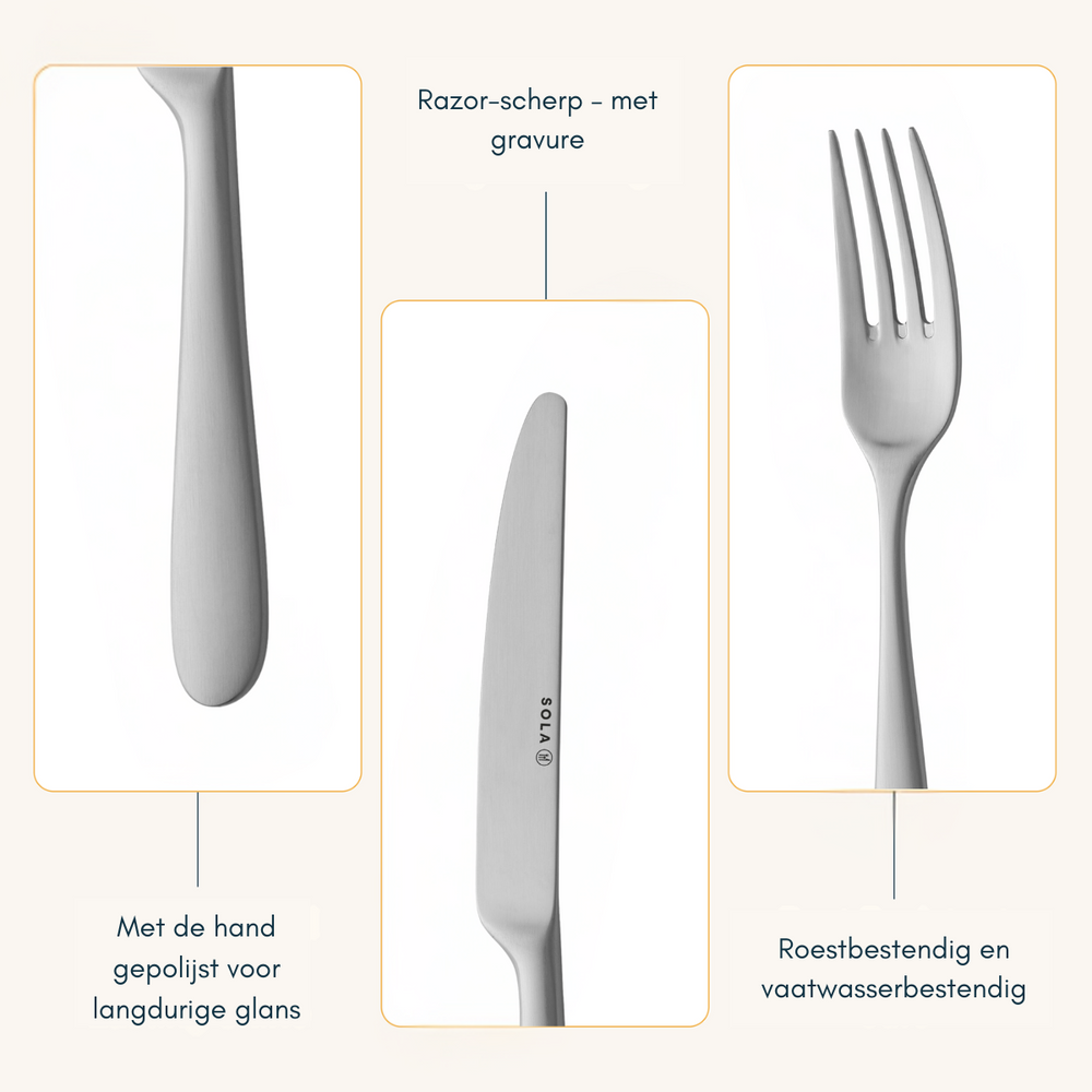 Sola Besteckset Nordica MAT - 18/10 Edelstahl - 70-teilig / 8 Personen