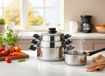 Cookinglife Kochgeschirr Set RVS / Schwarz 4-teilig