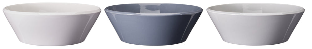 Cookinglife Geschirrset Siaki - Weiß / Blau / Grau - Porzellan 18-teilig / 6 Personen - 6 Speiseteller, 6 Frühstücksteller und 6 Schalen