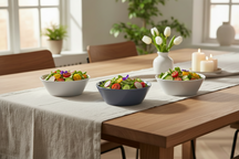 Cookinglife Geschirrset Siaki - Weiß / Blau / Grau - Porzellan 18-teilig / 6 Personen - 6 Speiseteller, 6 Frühstücksteller und 6 Schalen