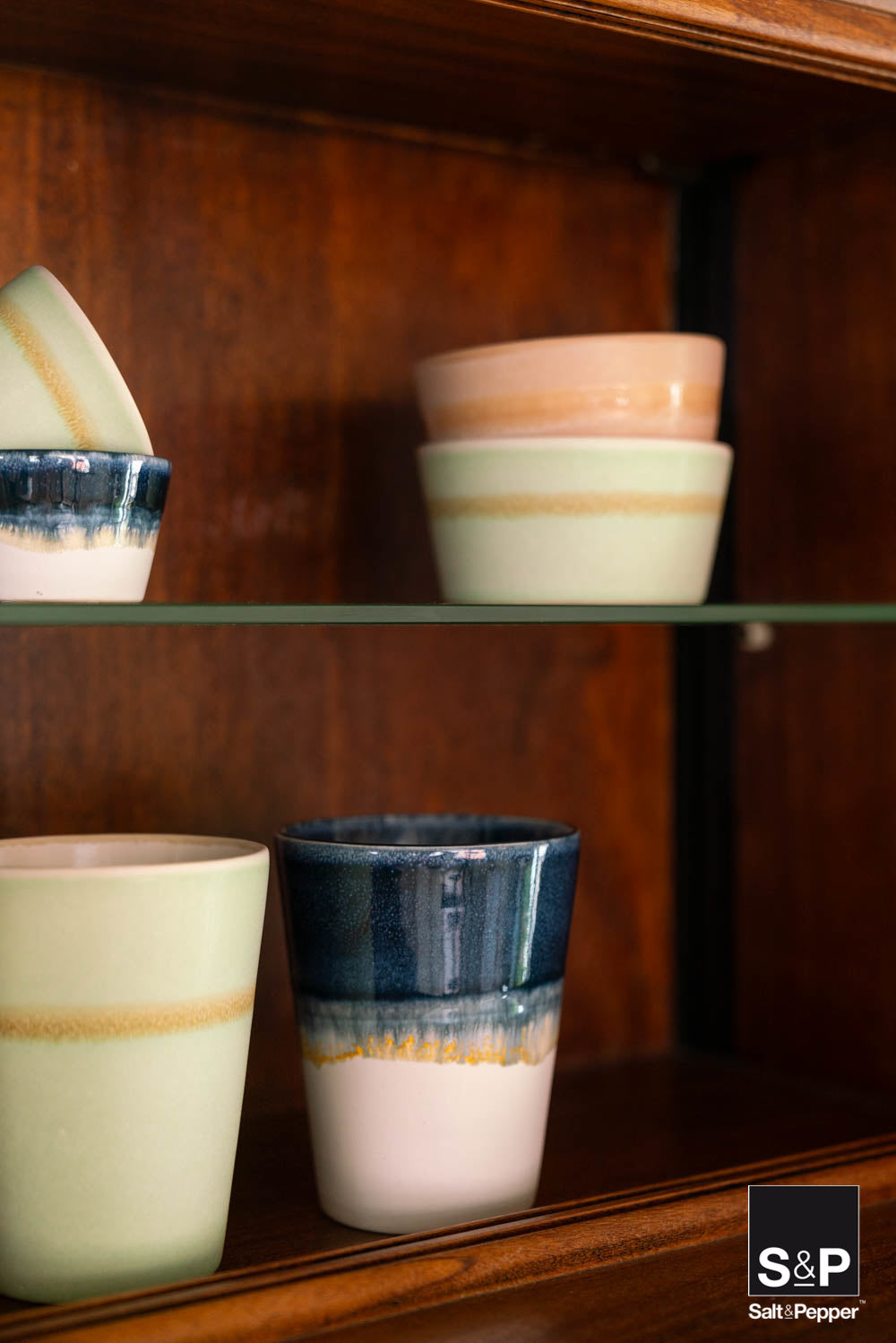 Salt & Pepper Kaffeetassen / Senseo Tassen - Flow - Blau - 180 ml - 4 Stück