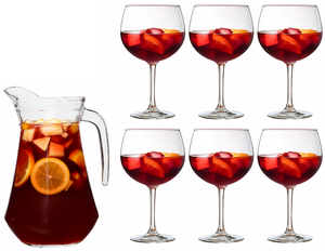 Sangriaset (Luminarc Karaffe Broc 1,6L + Cosy Moments Sangria Gläser 700 ml - 6 Stück)