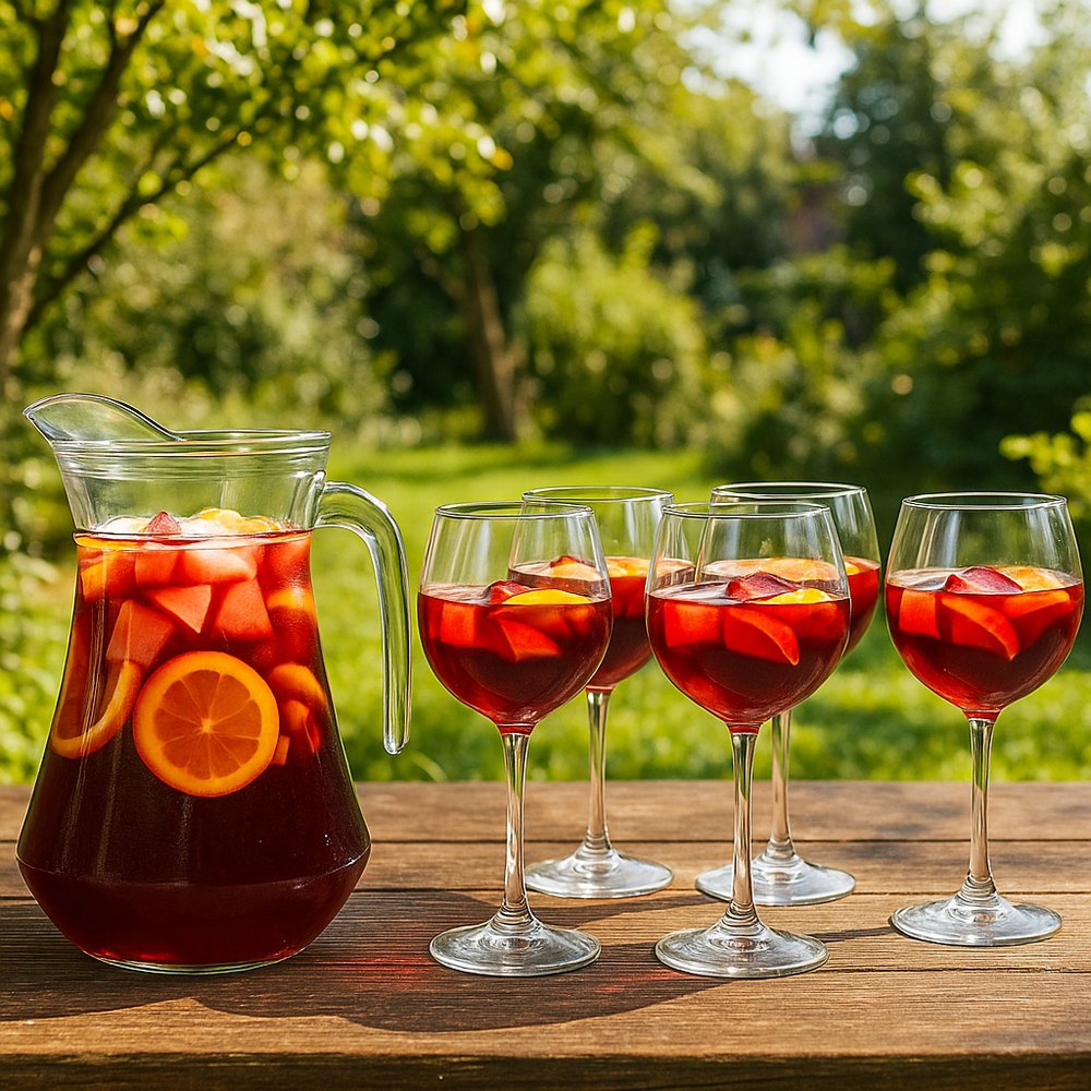 Sangriaset (Luminarc Karaffe Broc 1,6L + Cosy Moments Sangria Gläser 700 ml - 6 Stück)