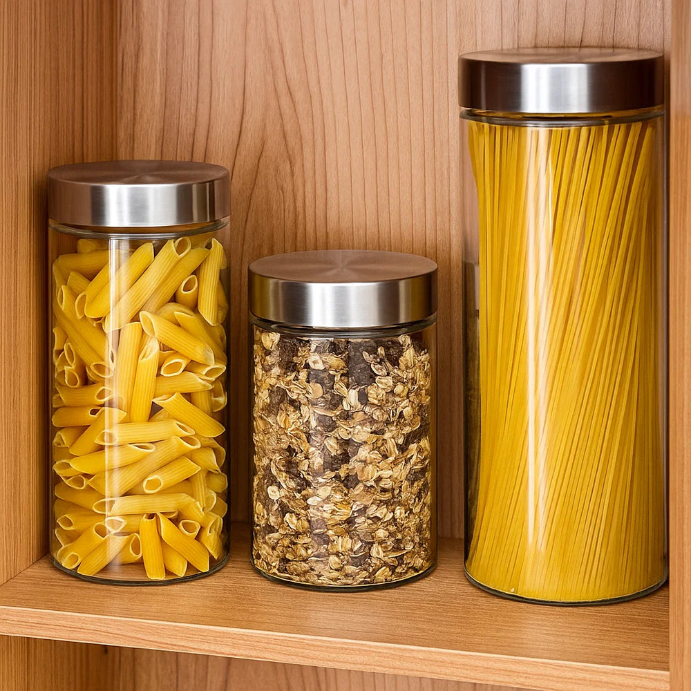 Sareva Vorratsbehälter - Glas / Edelstahldeckel - ø 11.5 cm / 1.7 Liter