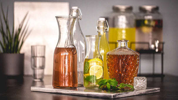 Bormioli Rocco Gläser Glit Transparent 295 ml - 6 Stück + Cookinglife Karaffe 1 Liter