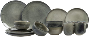 Salt & Pepper Geschirrset Meridian - Grün/Blau - 16-teilig / 4 Personen - 4 Speiseteller, 4 Frühstücksteller, 4 Schalen und 4 Tassen