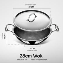 Stahl Cookware Hybrid Wok-Pfanne – 28 cm – inklusive Deckel