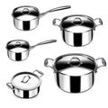 Stahl Cookware Triply Pan-Set – 5-teilig – Kochtopf 18, 20 und 24 cm – Kochtopf 18 und 16 cm