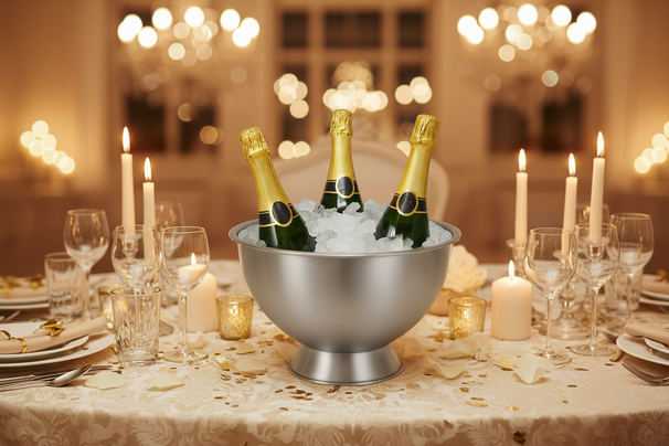 Cookinglife Champagne Eimer - Champagneschale - Gebürsteter Edelstahl ø 30 cm