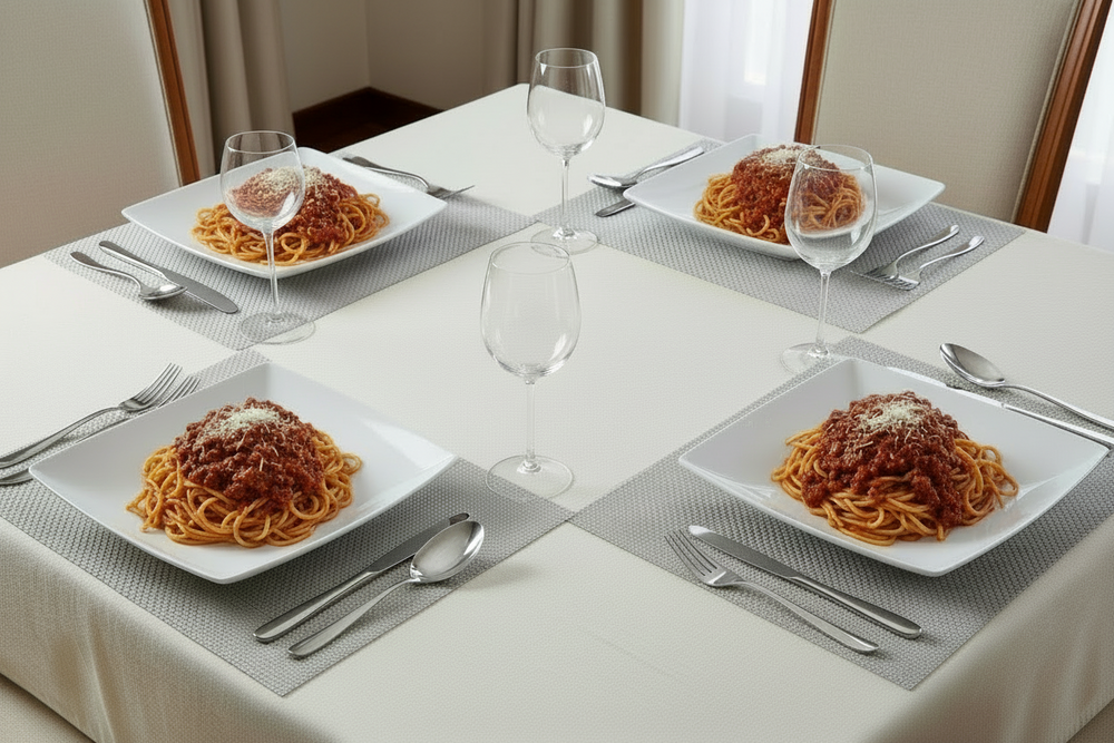 BonBistro Tiefe Teller / Pastateller Yong Squito 22 x 22 cm - Weiß - 6 Stück